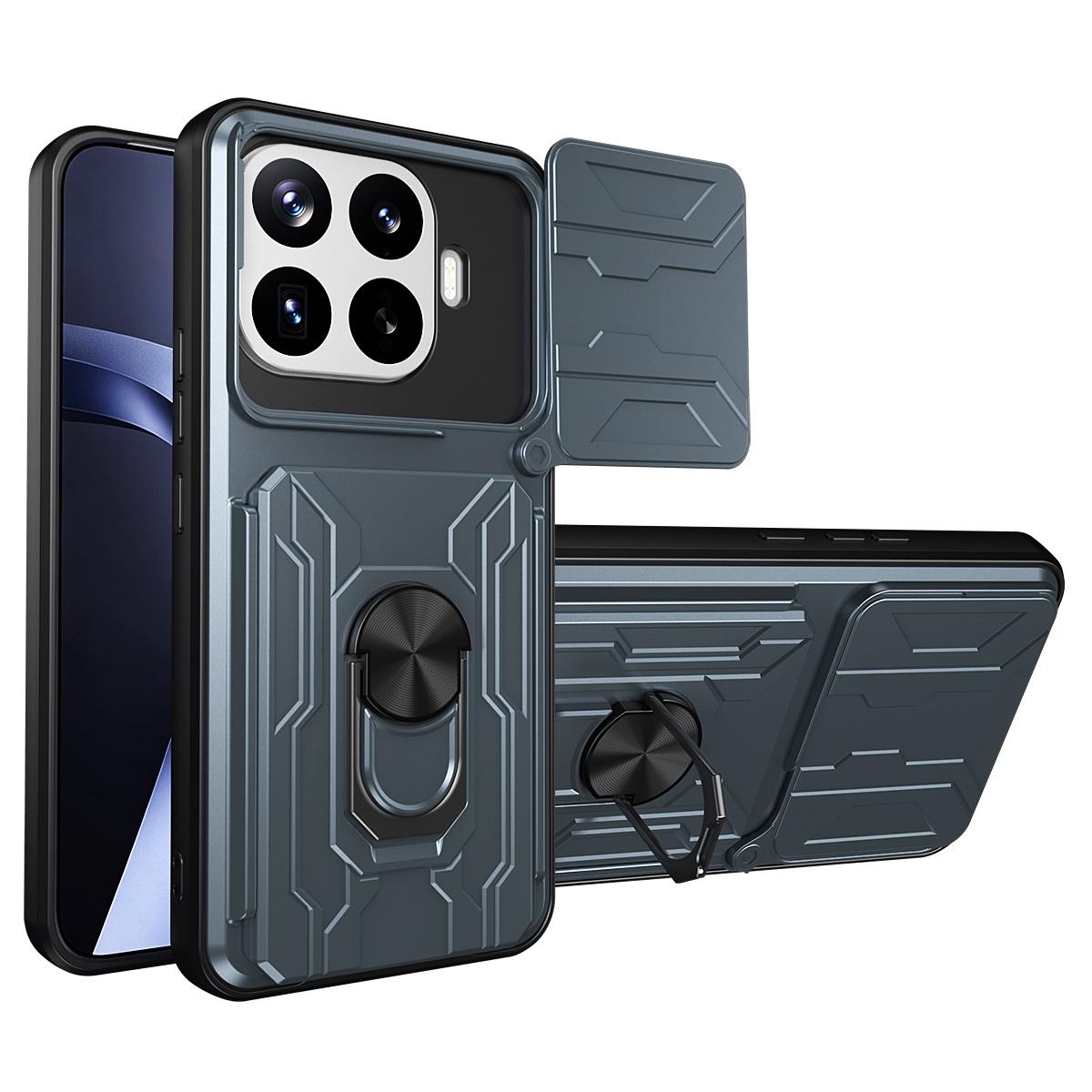 For Xiaomi 17T Pro 5G Sliding Camshield TPU+PC Phone Case with Card Slot - Grey - EDA007054208F