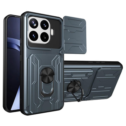 For Xiaomi 17T Pro 5G Sliding Camshield TPU+PC Phone Case with Card Slot - Grey - EDA007054208F