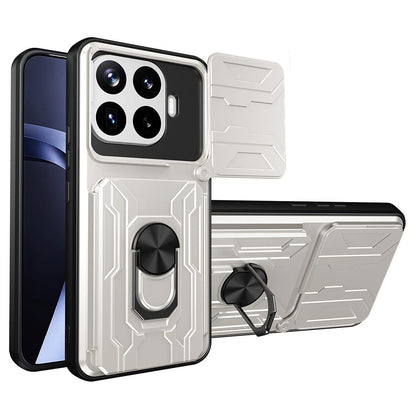 For Xiaomi 17T Pro 5G Sliding Camshield TPU+PC Phone Case with Card Slot - White - EDA007054208G