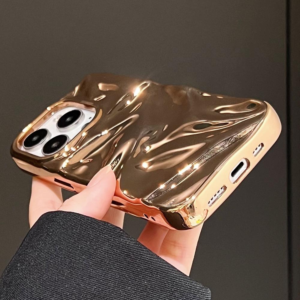 For iPhone 18 Pro Max Water Ripple Electroplating Paint TPU Phone Case - Bright Gold - EDA007060520B