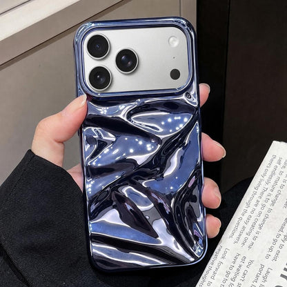 For iPhone 18 Pro Max Water Ripple Electroplating Paint TPU Phone Case - Dark Blue - EDA007060520C