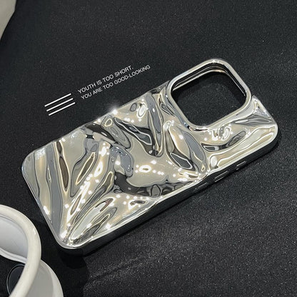 For iPhone 18 Pro Max Water Ripple Electroplating Paint TPU Phone Case - Bright Silver - EDA007060520E