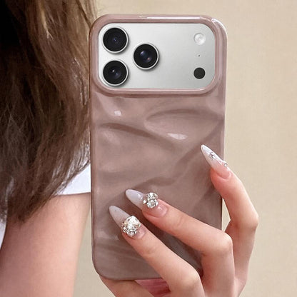 For iPhone 18 Pro Max Water Ripple Electroplating Paint TPU Phone Case - Pink Brown - EDA007060520G