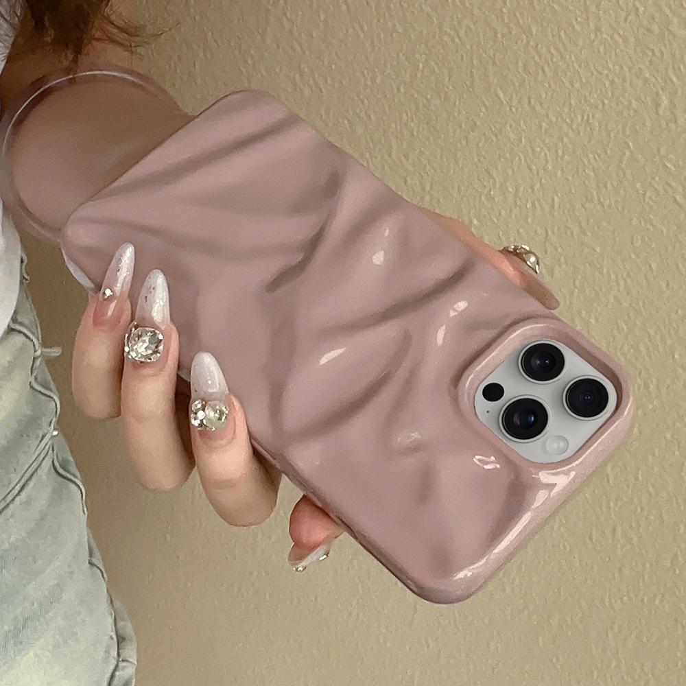 For iPhone 18 Pro Max Water Ripple Electroplating Paint TPU Phone Case - Pink Brown - EDA007060520G