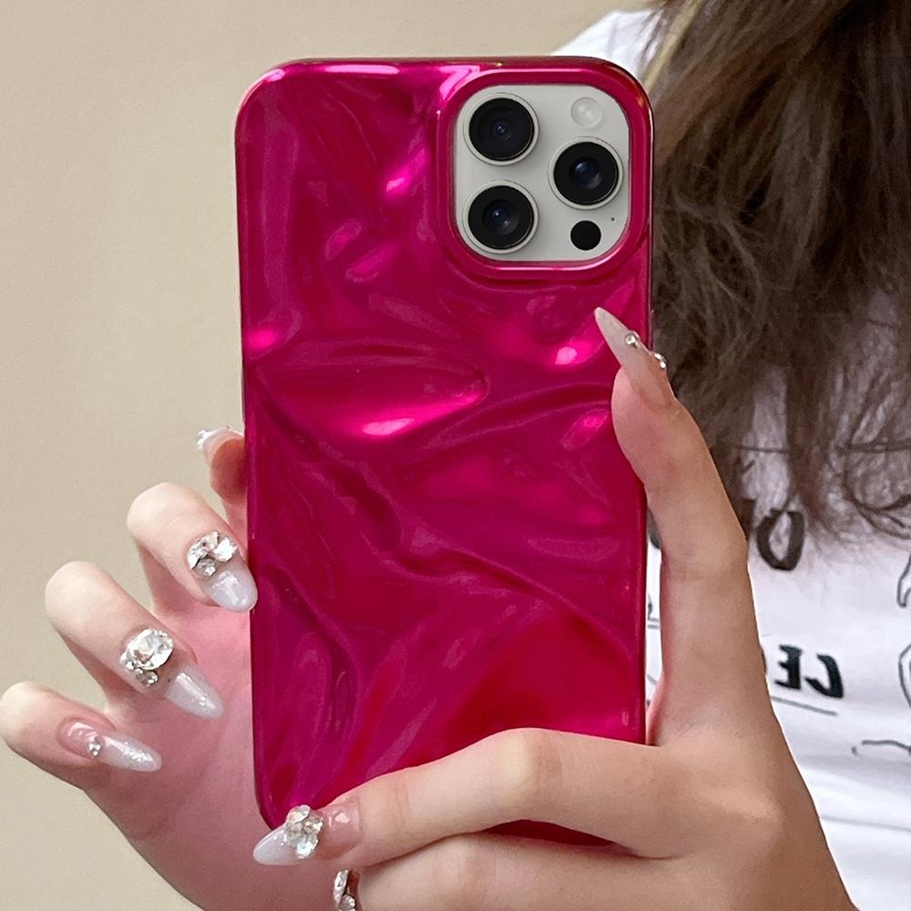 For iPhone 18 Pro Max Water Ripple Electroplating Paint TPU Phone Case - Rose Red - EDA007060520I