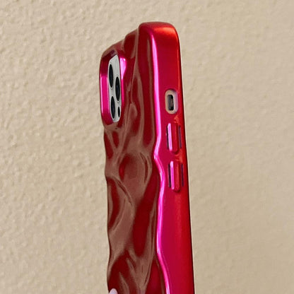 For iPhone 18 Pro Max Water Ripple Electroplating Paint TPU Phone Case - Rose Red - EDA007060520I