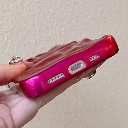 For iPhone 18 Pro Max Water Ripple Electroplating Paint TPU Phone Case - Rose Red - EDA007060520I