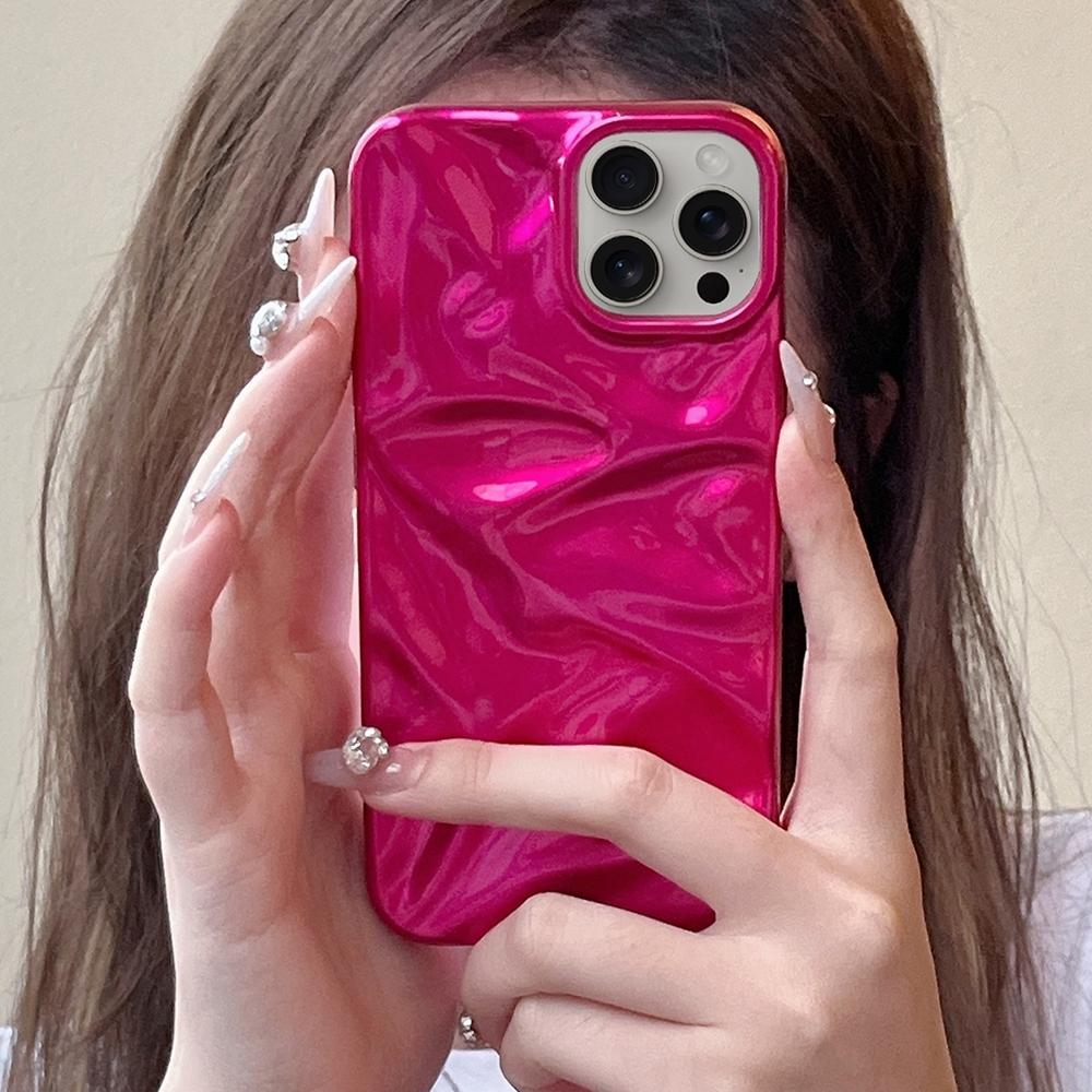 For iPhone 18 Pro Max Water Ripple Electroplating Paint TPU Phone Case - Rose Red - EDA007060520I