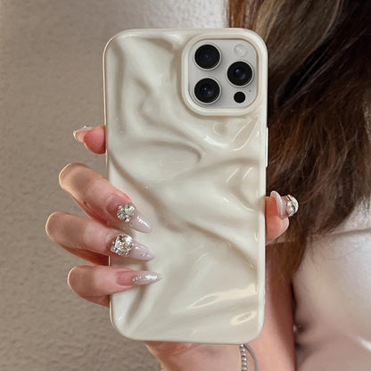 For iPhone 18 Pro Max Water Ripple Electroplating Paint TPU Phone Case - Milky White - EDA007060520J
