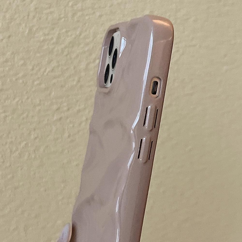 For iPhone 18 Pro Water Ripple Electroplating Paint TPU Phone Case - Pink Brown - EDA007060521G