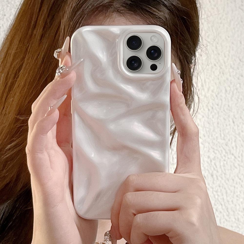 For iPhone 17 Pro Max Water Ripple Electroplating Paint TPU Phone Case - White - EDA007060523A