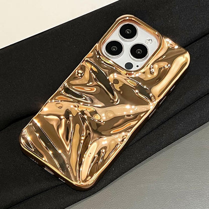 For iPhone 17 Pro Max Water Ripple Electroplating Paint TPU Phone Case - Bright Gold - EDA007060523B