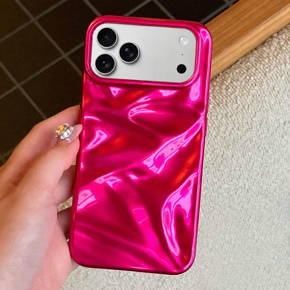 For iPhone 17 Pro Max Water Ripple Electroplating Paint TPU Phone Case - Rose Red - EDA007060523I