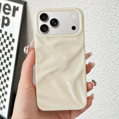 For iPhone 17 Pro Max Water Ripple Electroplating Paint TPU Phone Case - Milky White - EDA007060523J