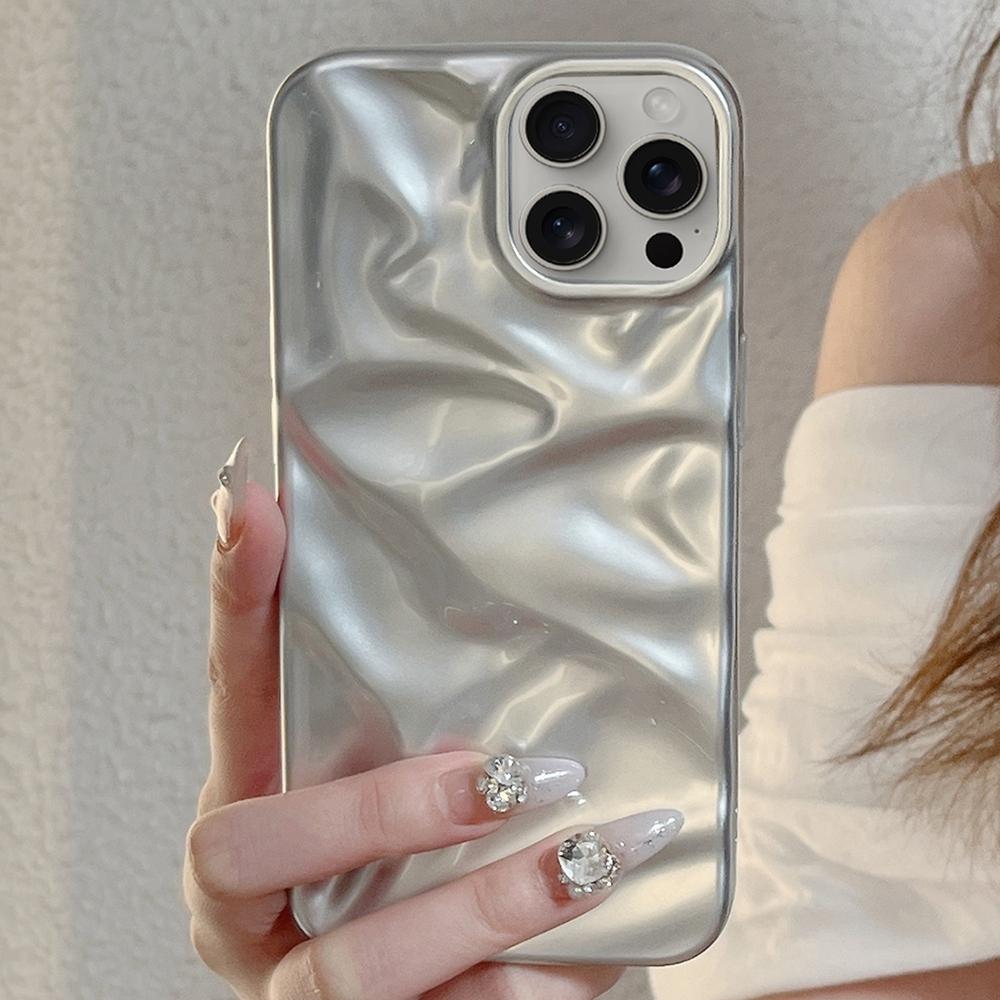 For iPhone 17 Pro Max Water Ripple Electroplating Paint TPU Phone Case - Silver - EDA007060523K