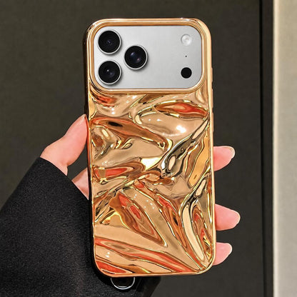 For iPhone 17 Pro Water Ripple Electroplating Paint TPU Phone Case - Bright Gold - EDA007060524B