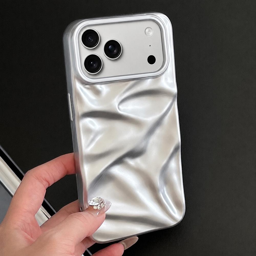 For iPhone 17 Pro Water Ripple Electroplating Paint TPU Phone Case - Silver - EDA007060524K