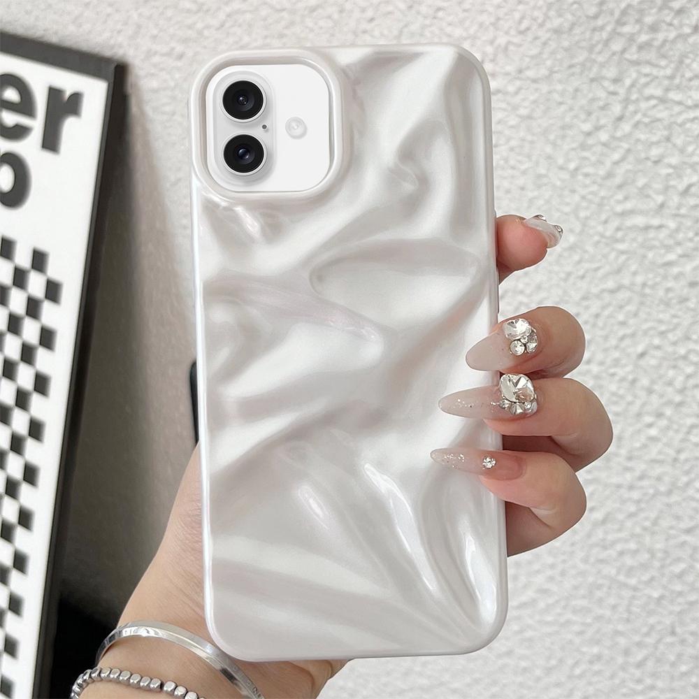 For iPhone 17 Water Ripple Electroplating Paint TPU Phone Case - White - EDA007060525A
