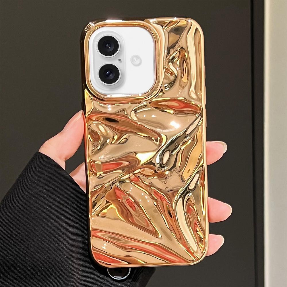 For iPhone 17 Water Ripple Electroplating Paint TPU Phone Case - Bright Gold - EDA007060525B