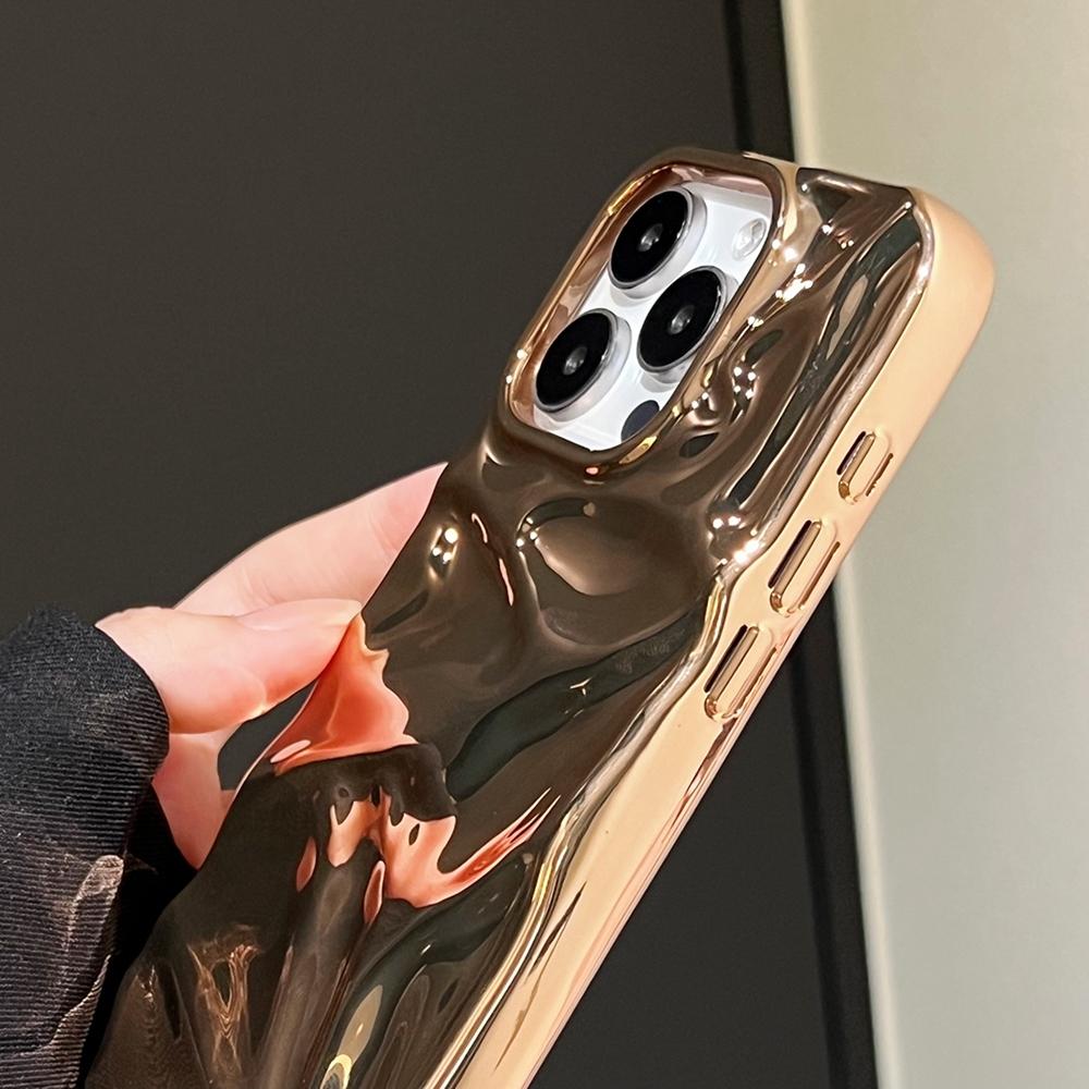 For iPhone 17 Water Ripple Electroplating Paint TPU Phone Case - Bright Gold - EDA007060525B