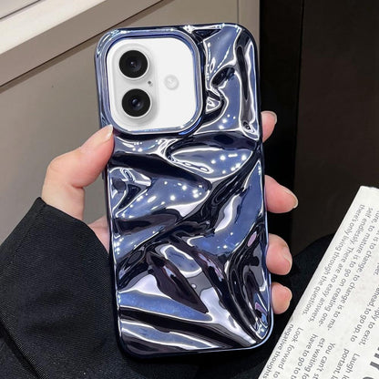 For iPhone 17 Water Ripple Electroplating Paint TPU Phone Case - Dark Blue - EDA007060525C