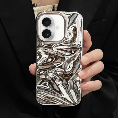 For iPhone 17 Water Ripple Electroplating Paint TPU Phone Case - Bright Silver - EDA007060525E