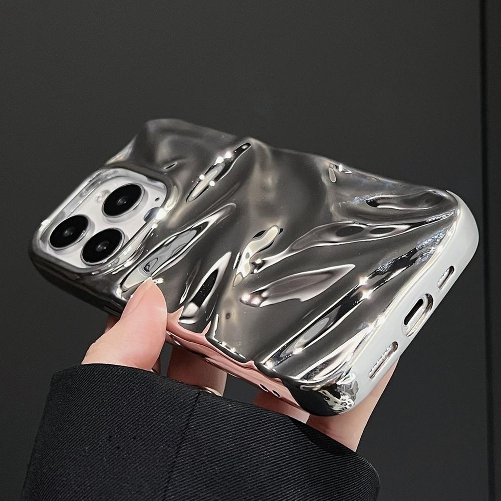 For iPhone 17 Water Ripple Electroplating Paint TPU Phone Case - Bright Silver - EDA007060525E