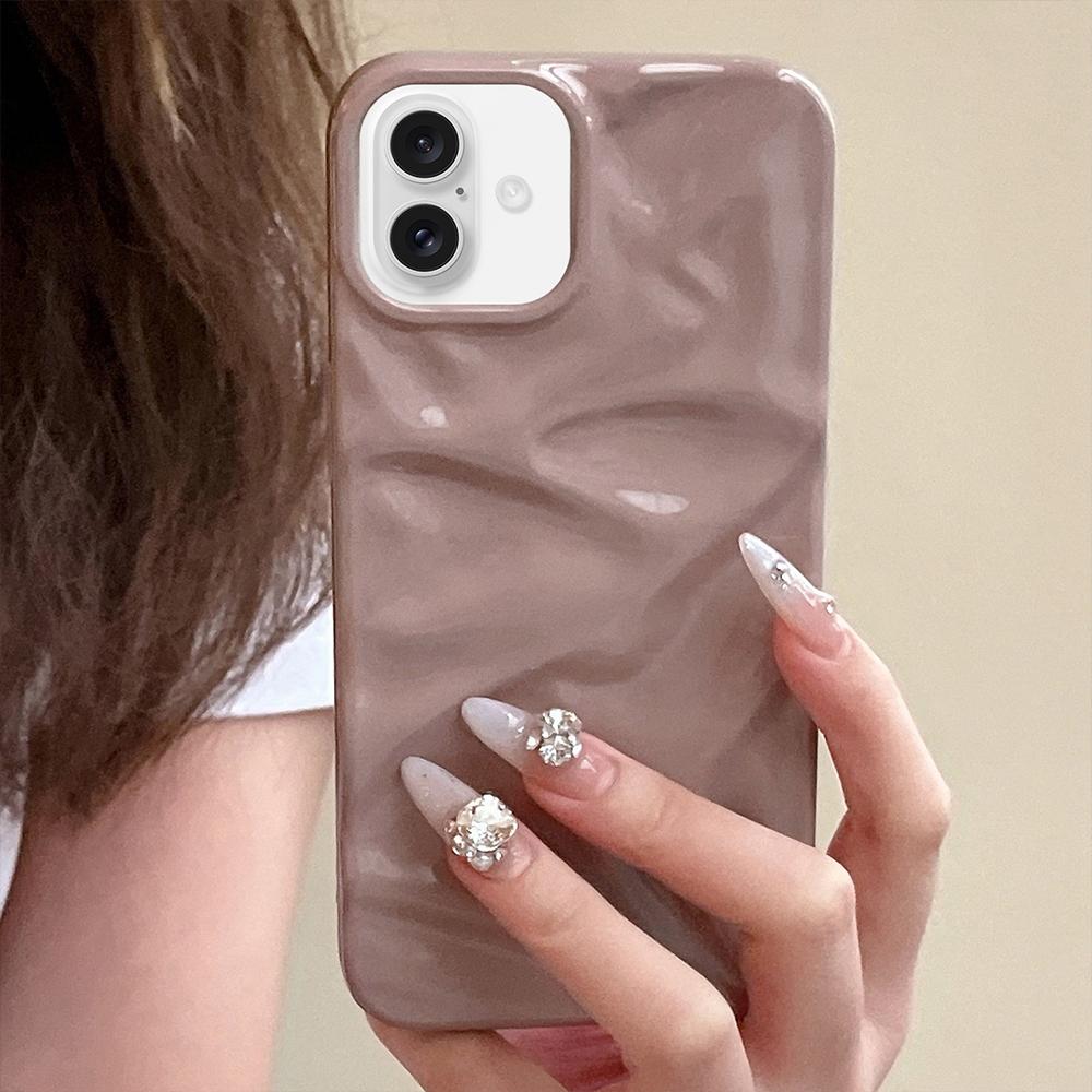 For iPhone 17 Water Ripple Electroplating Paint TPU Phone Case - Pink Brown - EDA007060525G