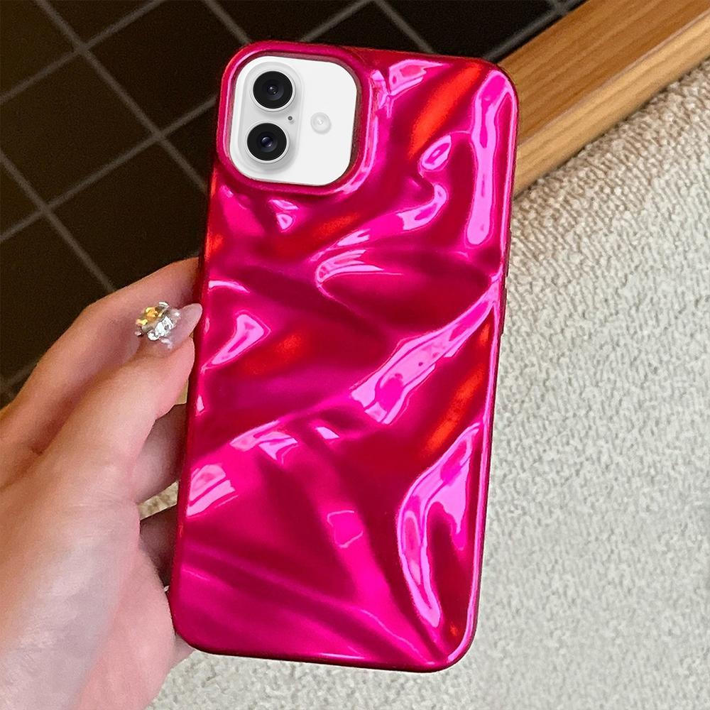 For iPhone 17 Water Ripple Electroplating Paint TPU Phone Case - Rose Red - EDA007060525I
