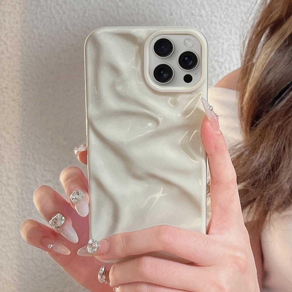 For iPhone 17 Water Ripple Electroplating Paint TPU Phone Case - Milky White - EDA007060525J