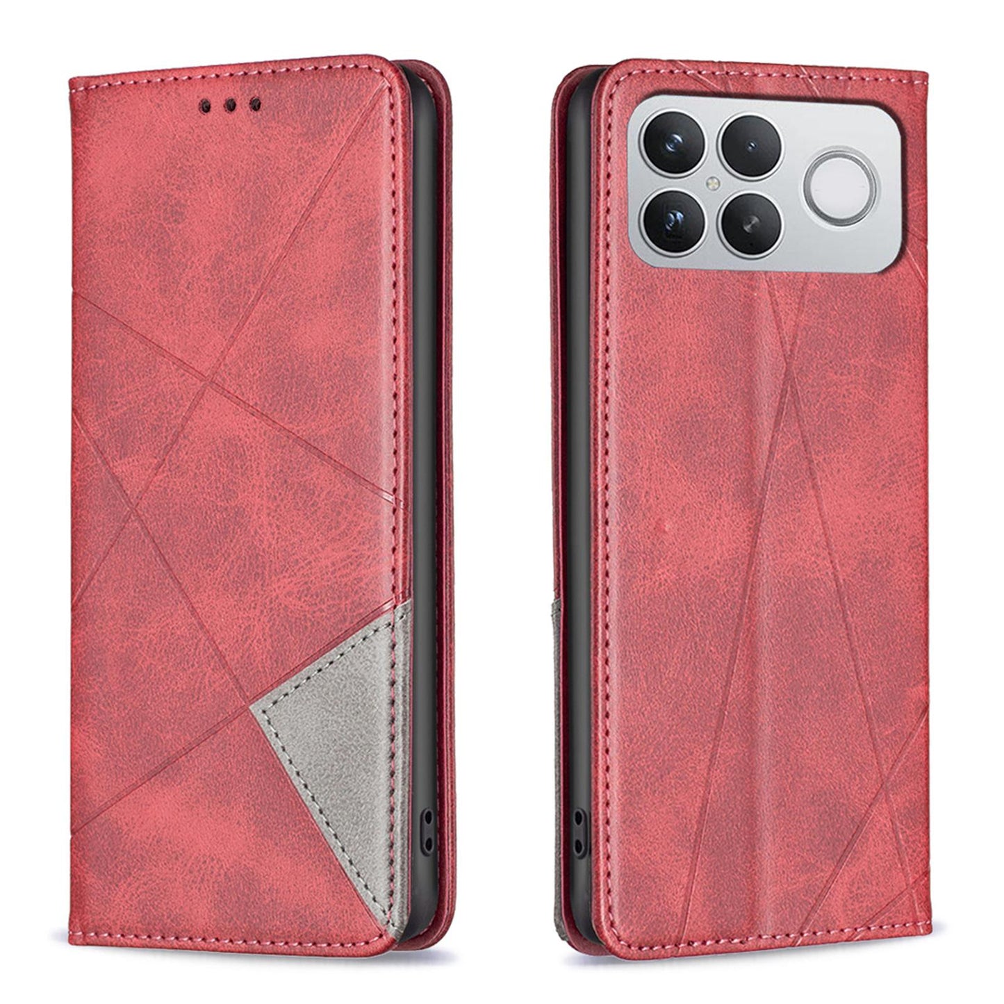 For Redmi K90 Pro Max/Poco F8 Ultra Rhombus Texture Magnetic Leather Phone Case(Red)