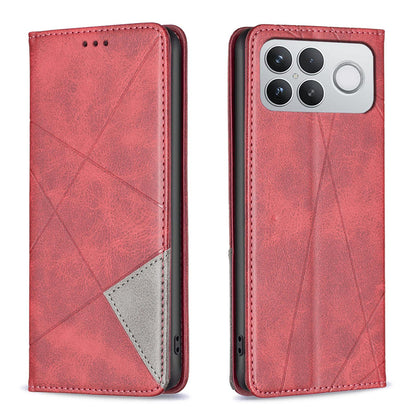 For Redmi K90 Pro Max/Poco F8 Ultra Rhombus Texture Magnetic Leather Phone Case(Red)
