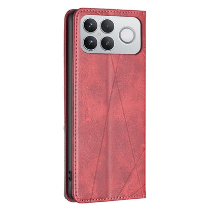 For Redmi K90 Pro Max/Poco F8 Ultra Rhombus Texture Magnetic Leather Phone Case(Red)