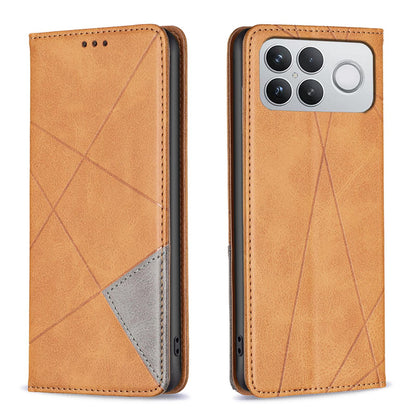 For Redmi K90 Pro Max/Poco F8 Ultra Rhombus Texture Magnetic Leather Phone Case(Yellow)