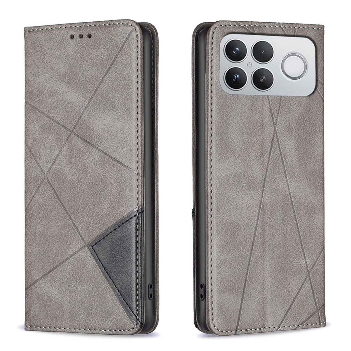 For Redmi K90 Pro Max/Poco F8 Ultra Rhombus Texture Magnetic Leather Phone Case(Grey)
