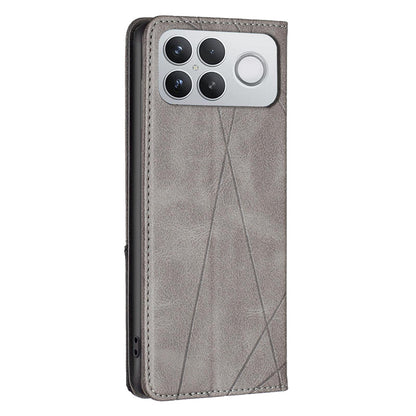 For Redmi K90 Pro Max/Poco F8 Ultra Rhombus Texture Magnetic Leather Phone Case(Grey)