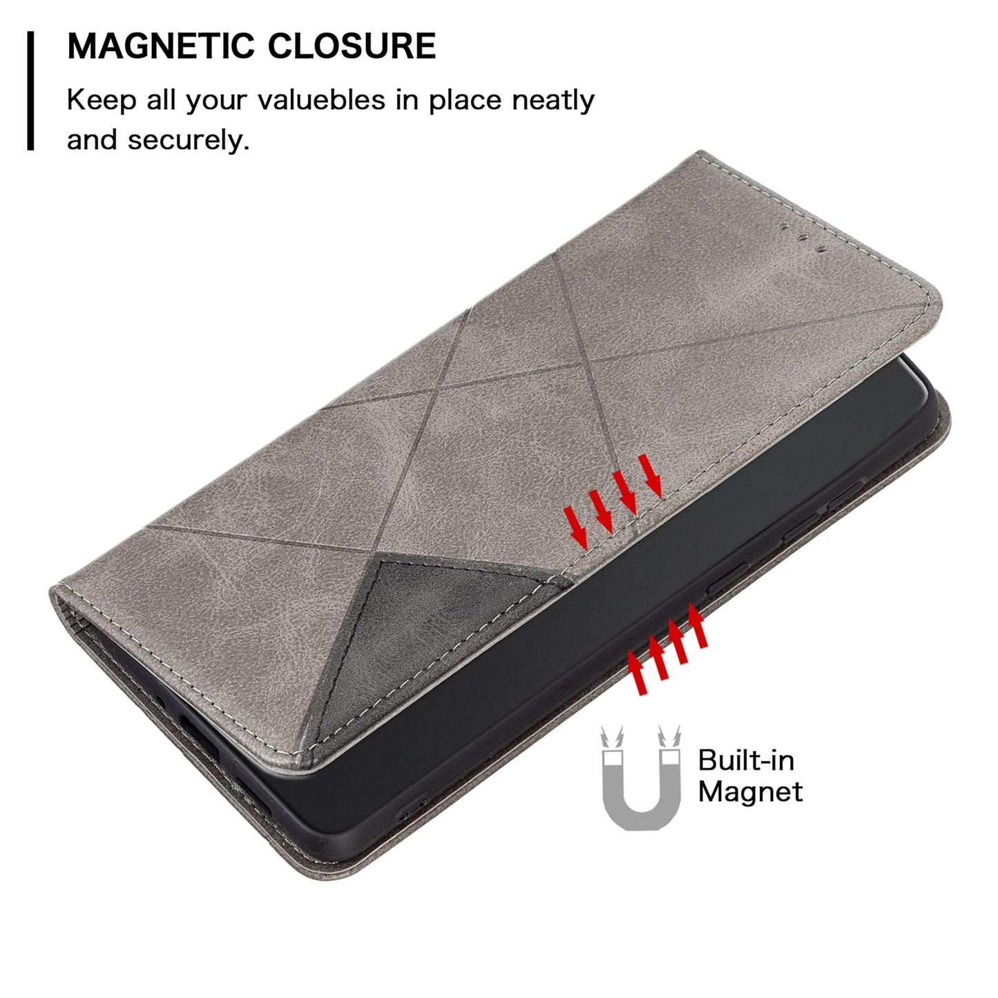 For Redmi K90 Pro Max/Poco F8 Ultra Rhombus Texture Magnetic Leather Phone Case(Grey)