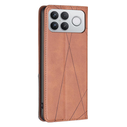 For Redmi K90 Pro Max/Poco F8 Ultra Rhombus Texture Magnetic Leather Phone Case(Brown)