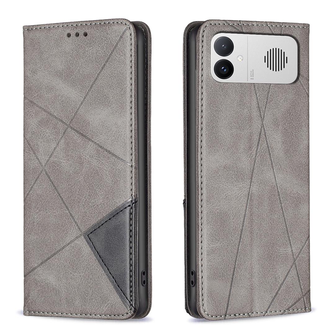 For Redmi K90 Max 5G Rhombus Texture Magnetic Leather Phone Case - Grey - EDA007060619C