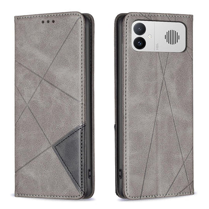 For Redmi K90 Max 5G Rhombus Texture Magnetic Leather Phone Case - Grey - EDA007060619C