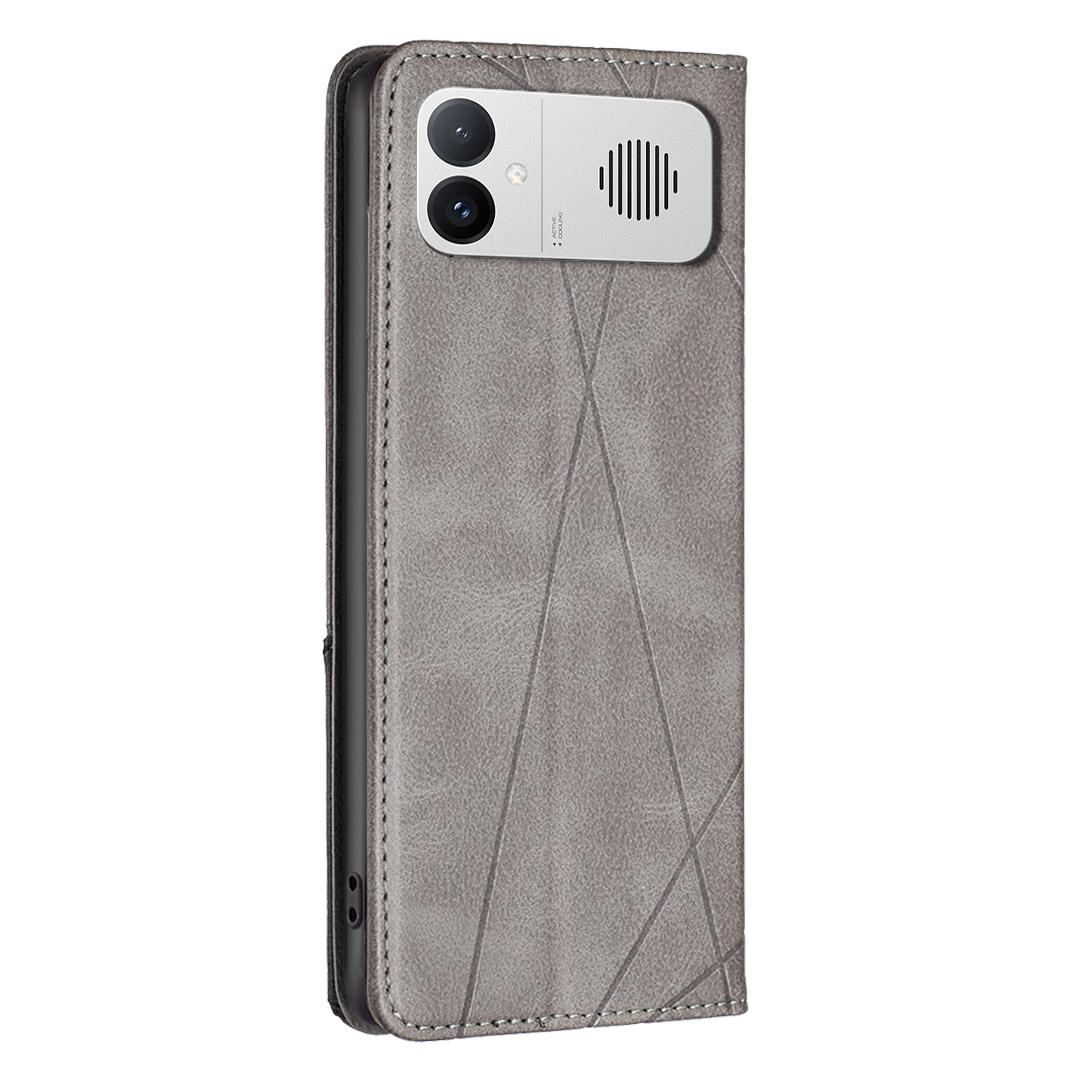 For Redmi K90 Max 5G Rhombus Texture Magnetic Leather Phone Case - Grey - EDA007060619C