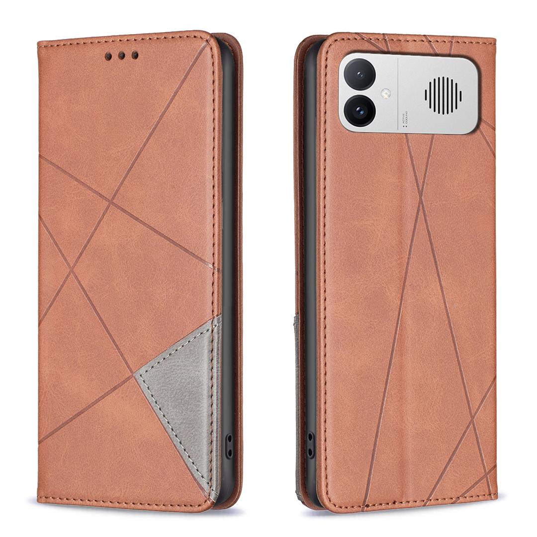 For Redmi K90 Max 5G Rhombus Texture Magnetic Leather Phone Case - Brown - EDA007060619D