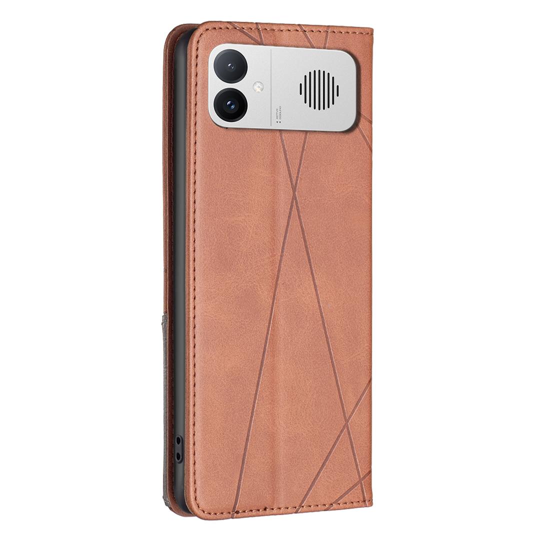 For Redmi K90 Max 5G Rhombus Texture Magnetic Leather Phone Case - Brown - EDA007060619D