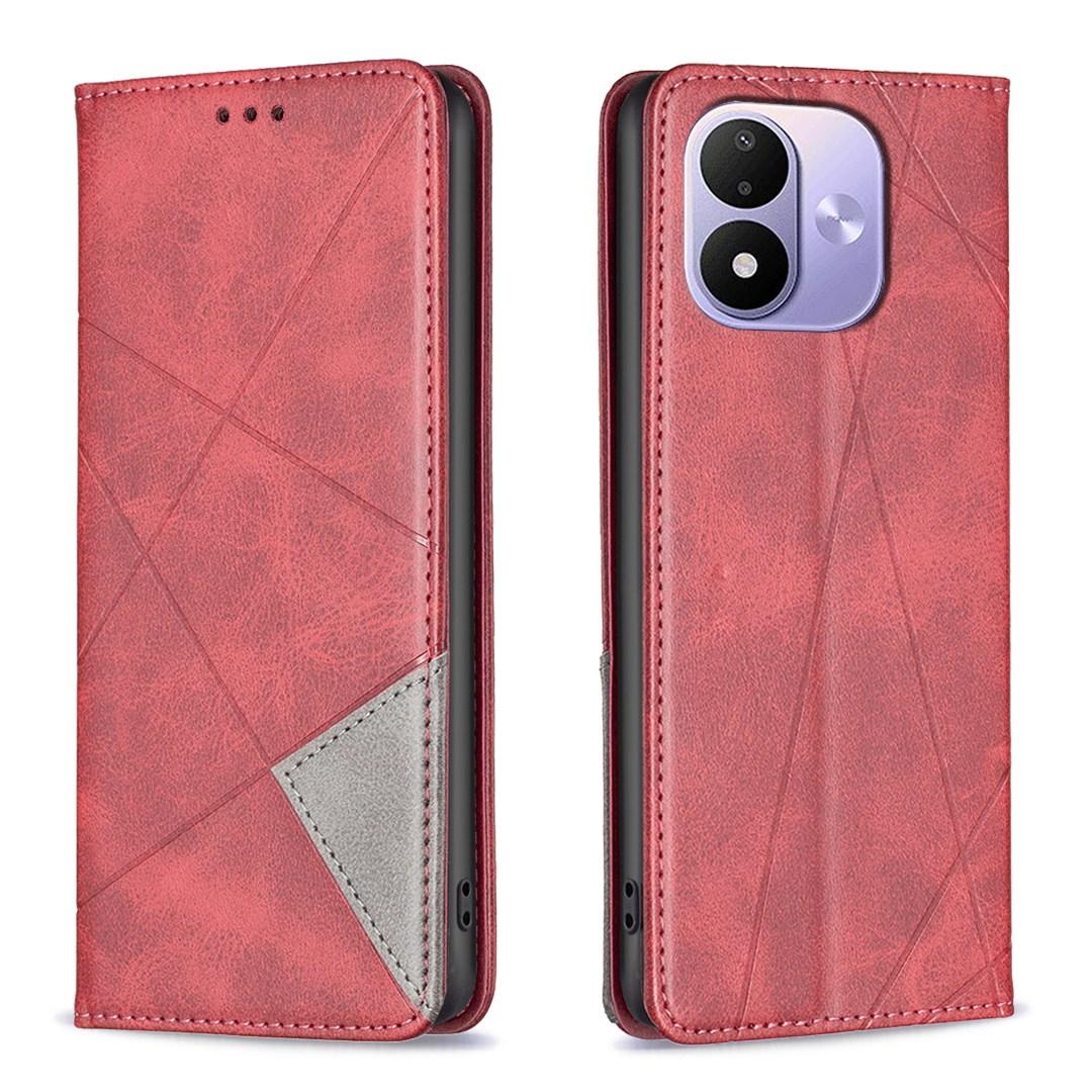 For Redmi Note 17 Pro 5G Global 163mm Rhombus Texture Magnetic Leather Phone Case(Red)