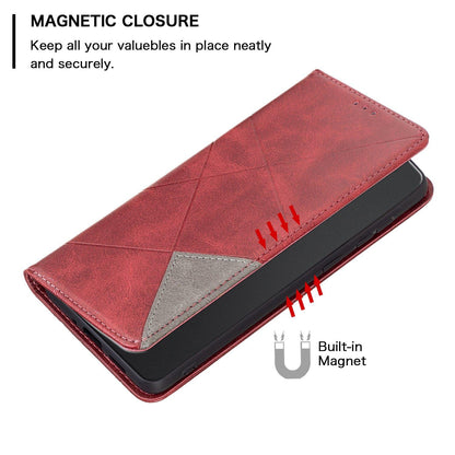 For Redmi Note 17 Pro 5G Global 163mm Rhombus Texture Magnetic Leather Phone Case(Red)