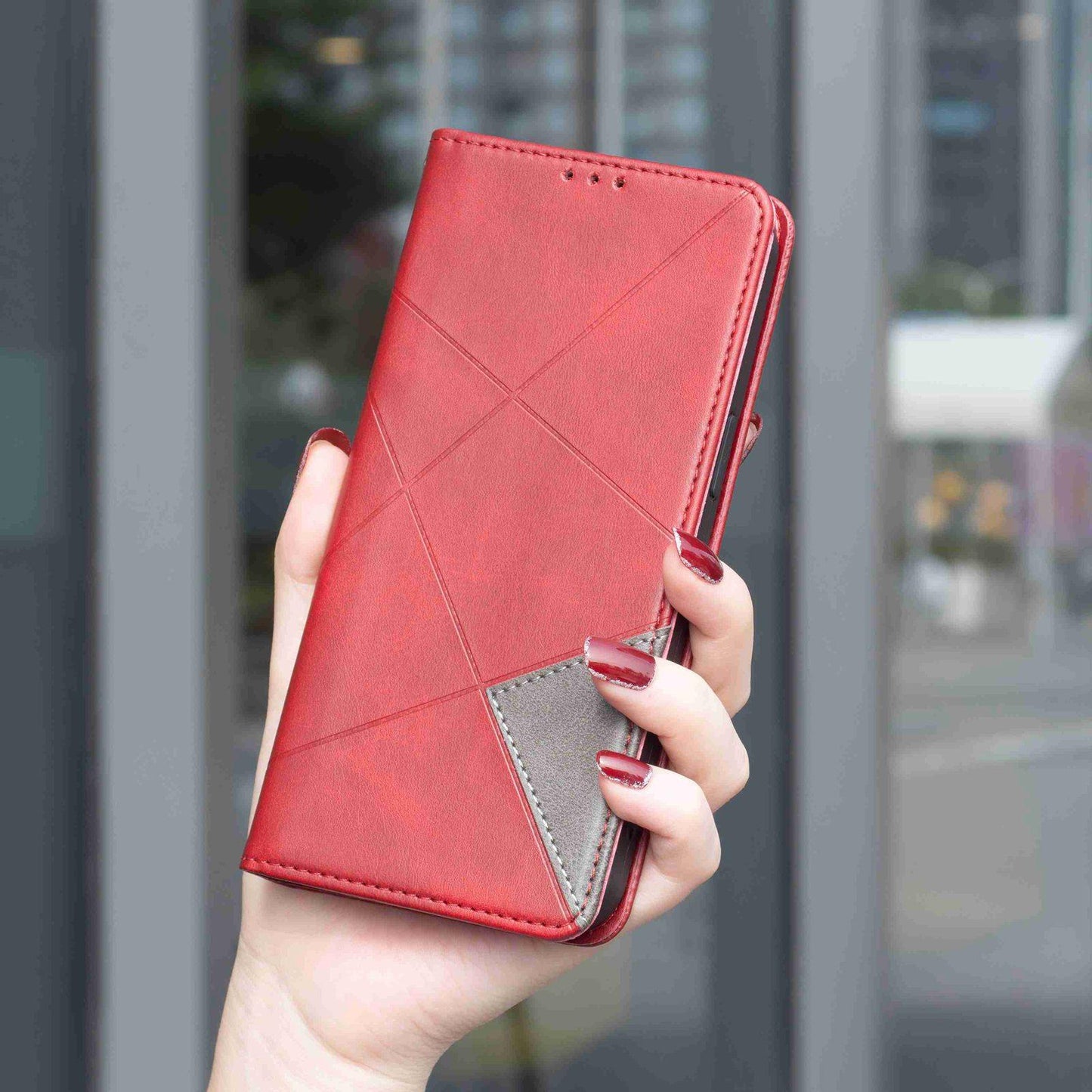 For Redmi Note 17 Pro 5G Global 163mm Rhombus Texture Magnetic Leather Phone Case(Red)