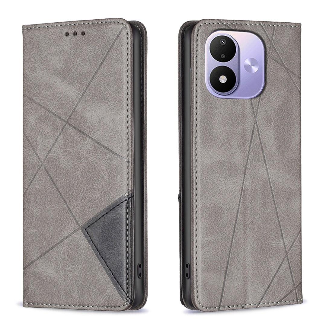 For Redmi Note 17 Pro 5G Global 163mm Rhombus Texture Magnetic Leather Phone Case(Grey)