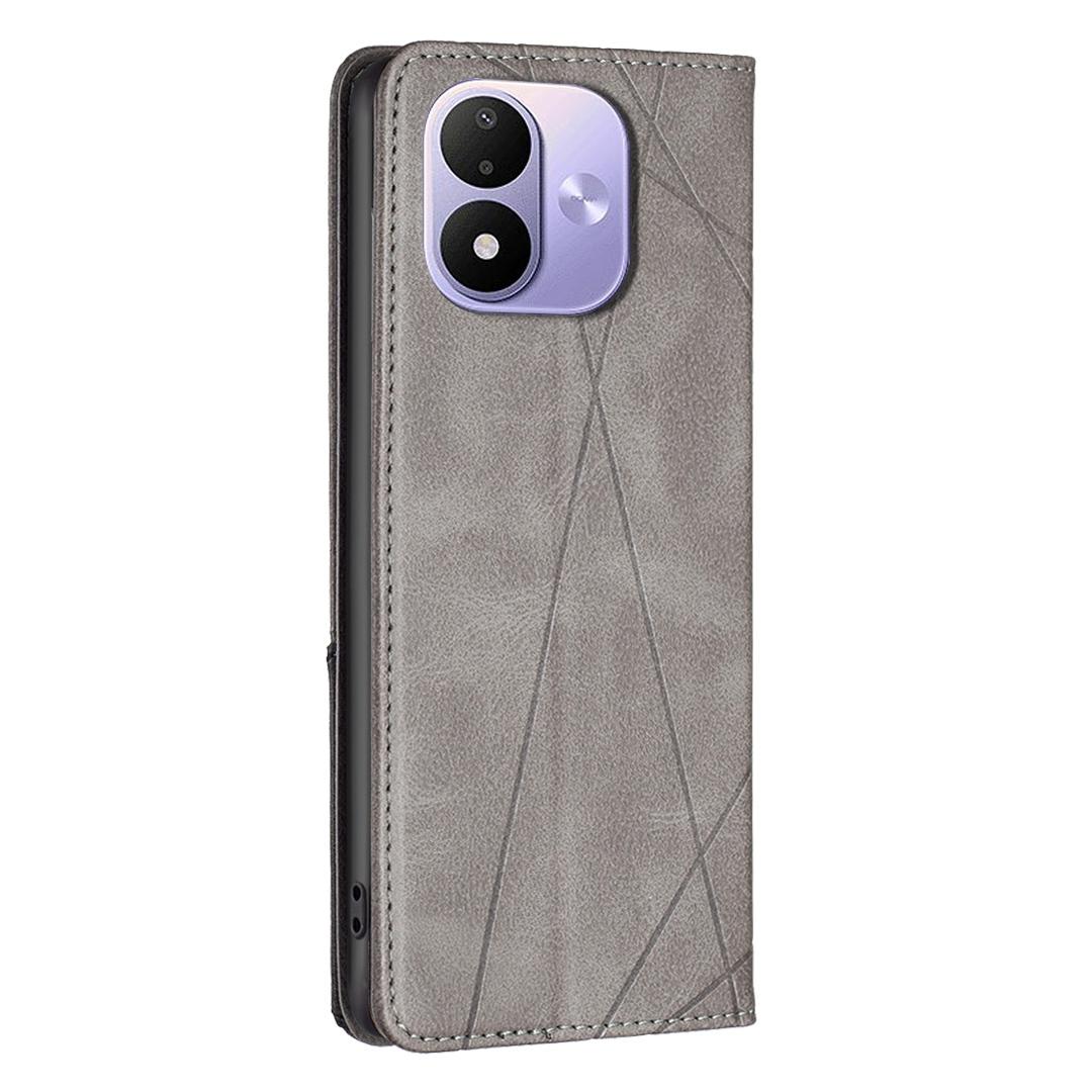 For Redmi Note 17 Pro 5G Global 163mm Rhombus Texture Magnetic Leather Phone Case(Grey)
