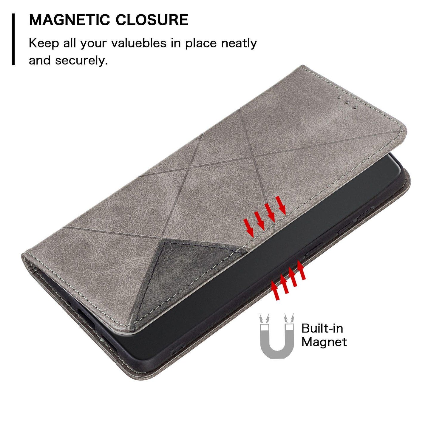 For Redmi Note 17 Pro 5G Global 163mm Rhombus Texture Magnetic Leather Phone Case(Grey)