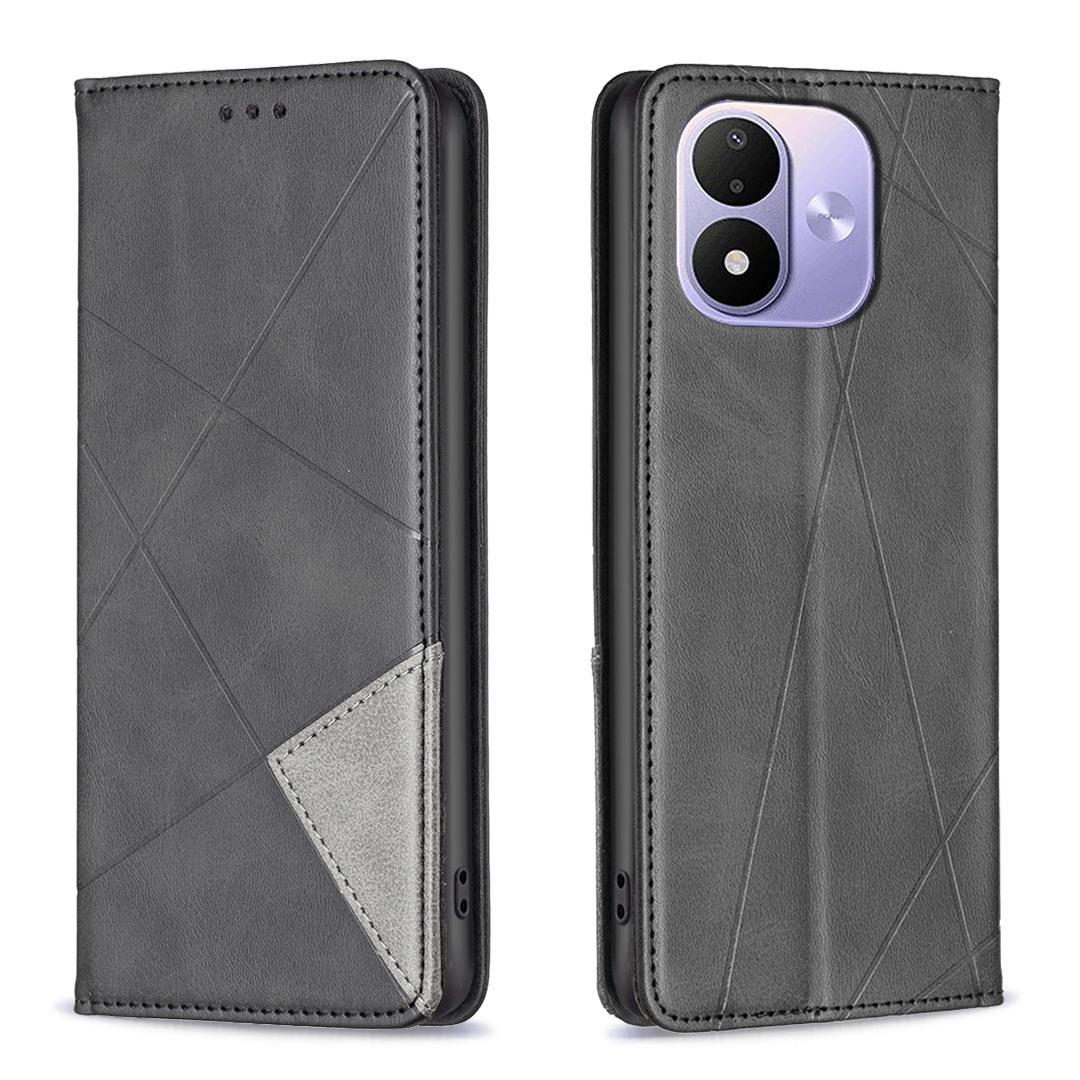 For Redmi Note 17 Pro 5G Global 163mm Rhombus Texture Magnetic Leather Phone Case(Black)